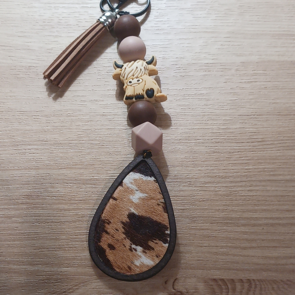 Brown and Tan Keychain with Tassel